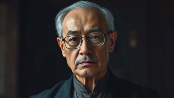 Formal portrait of a man in traditional attire.