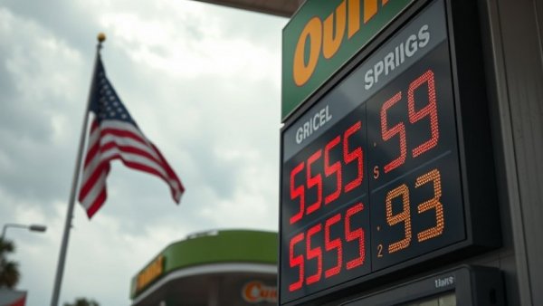 Gas prices rise with flag backdrop, impacting economy.