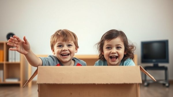 Children restoring wonder with cardboard box play.
