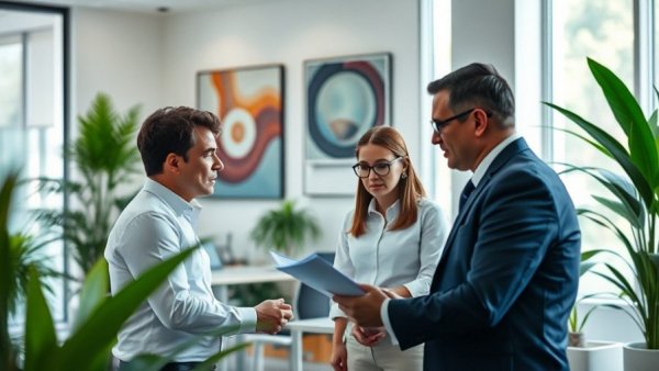 Hiring selection process steps depicted in a modern office meeting scene.