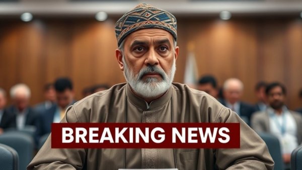 Breaking news conference with traditional attire man, headline overlay, Iranian intelligence minister context.