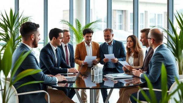 Diverse team discussing conflict resolution methods in a modern office.