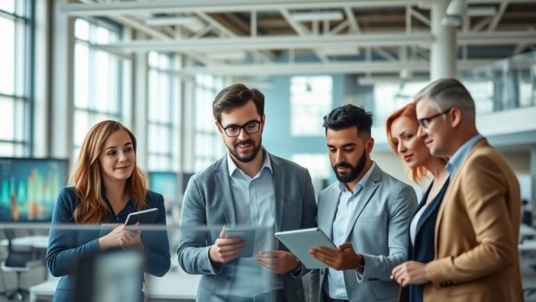 Cybersecurity classroom co-design discussion in a modern office setting.