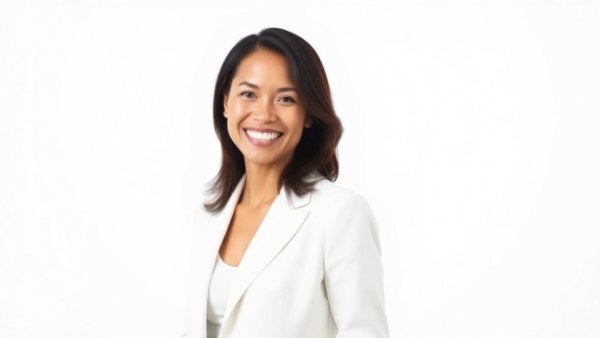 First Woman Coach in the NHL Jessica Campbell in white blazer, TED backdrop.
