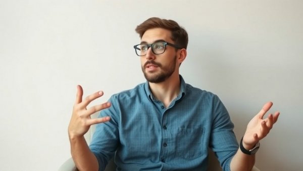 Young man explaining concept indoors, illustrating bamboo tree effect productivity.