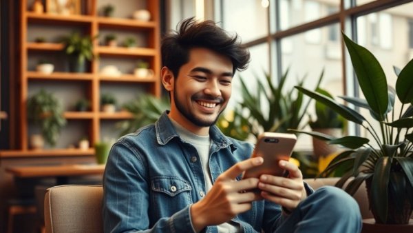 Identify tax scams fast with Circle to Search, person in cafe with phone.