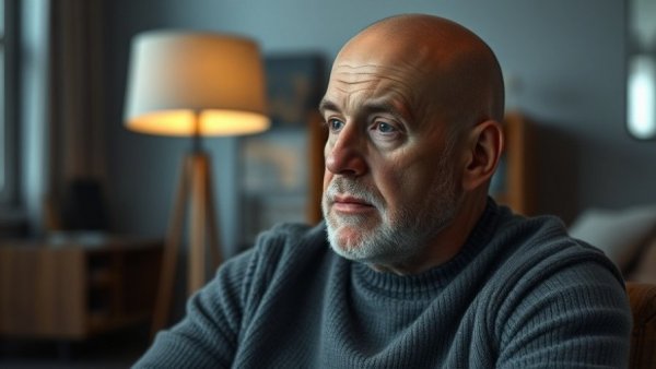 Thoughtful man contemplating drug-resistant infections in soft lighting.