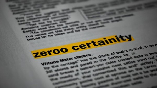 Highlighted text 'zero certainty' in a document, Iraq WMDs Myth.