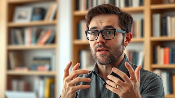 A man describes ideas to get clear in a home setting.