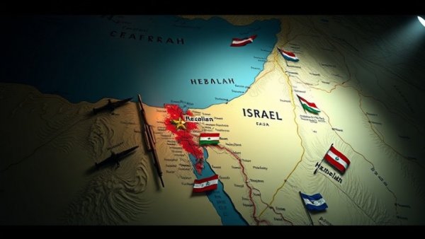 Map illustration depicting Israel-Hezbollah conflict zones.