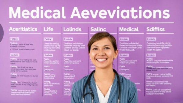Banned medical abbreviations educational poster with woman.
