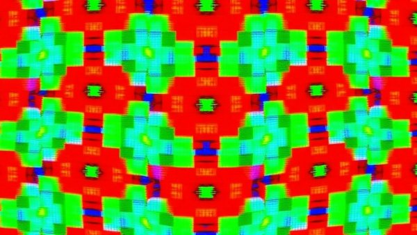 Close-up view of screen pixels creating a vibrant pattern.