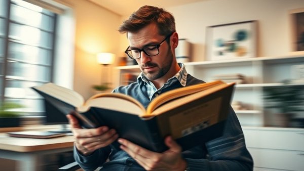 Dynamic photo of a man reading multiple books at once, highlighting ways to read more books.