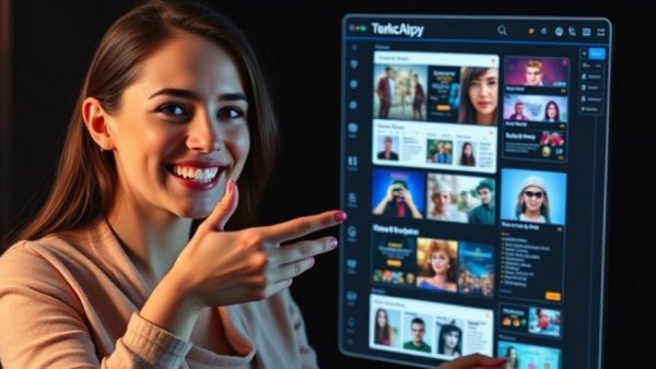 Vibe Coding digital display with woman and web elements.