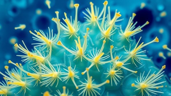 Microscopic view of tiny needles in pineapple cells.