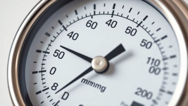 Analog sphygmomanometer close-up displaying pressure, Korotkoff sounds.