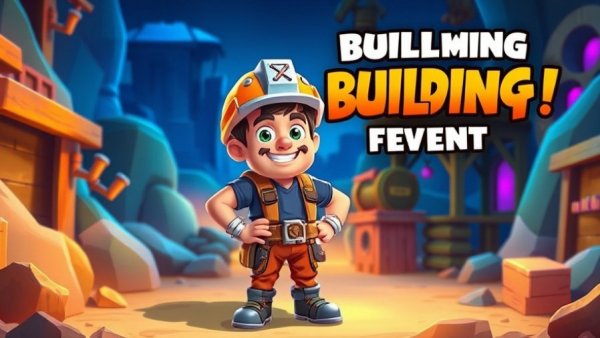 Animated character promoting live UEFN event in a mining setting.