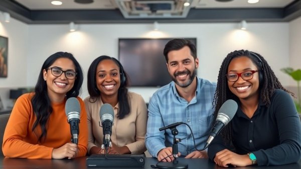 Diverse group on podcast discussing AI in space.