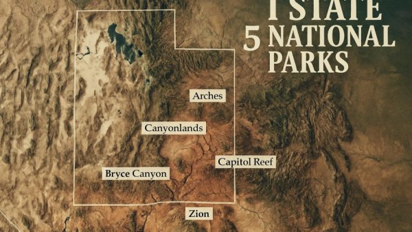 Utah national parks map aerial view for weekend getaways.