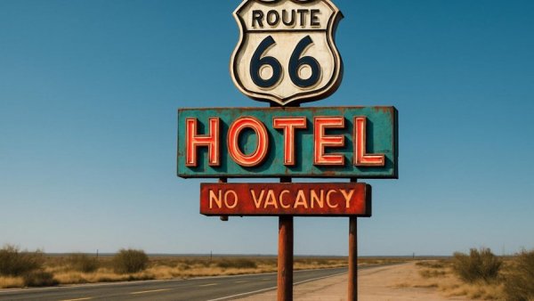 Nostalgia Travel USA weekend getaways: Iconic Route 66 neon sign.