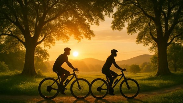 Cyclists on Highway 1 California travel at sunrise through scenic landscape.