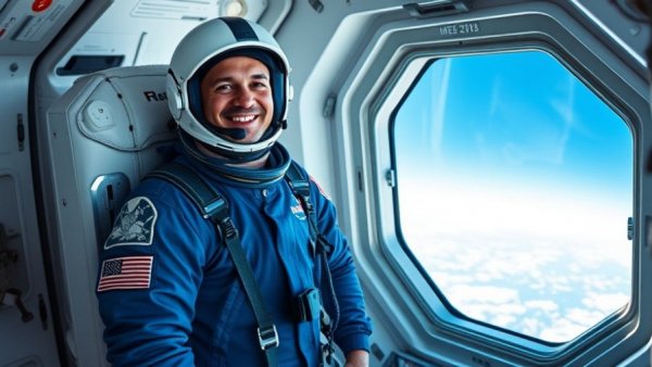 Astronaut in blue NASA suit smiling inside spacecraft for Artemis II Crew Expansion.