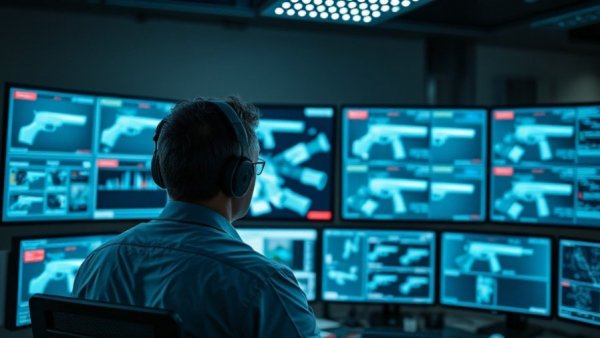 AI to Stop Gun Deaths in the US: technician monitoring AI systems.