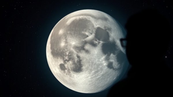 Cinematic view of moon's far side with commentary.