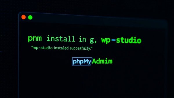 WordPress Studio CLI installation with phpMyAdmin access display