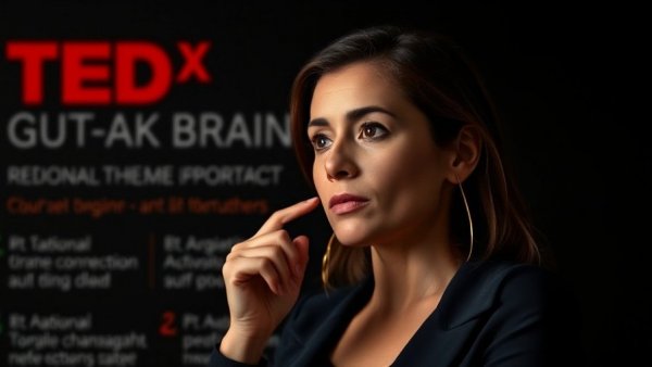 Confident woman pondering the gut-brain connection theme.