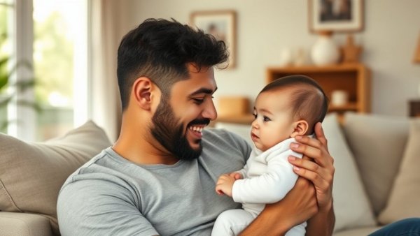 Father and baby bonding, highlighting comprehensive health insurance options.