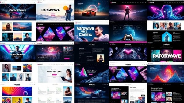 Creative WordPress themes collage with vibrant designs and modern aesthetics.