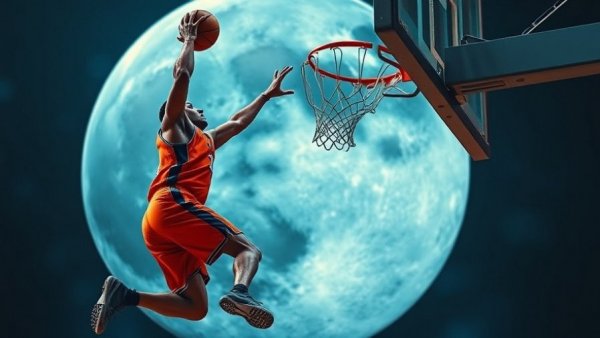 Giannis preparing to dunk on the moon, cinematic scene.