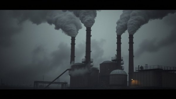 Industrial gas plant under moody skies symbolizing 40 days of war impact on Iran.