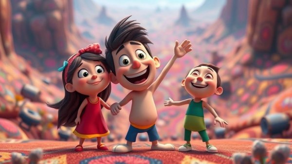 Unreal Engine animated characters in colorful environment