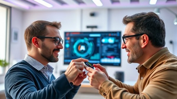 Video call with smartwatch showcasing AI technology.