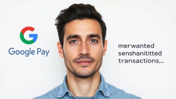 Google Pay merchant-initiated transactions promotion with a confident man.
