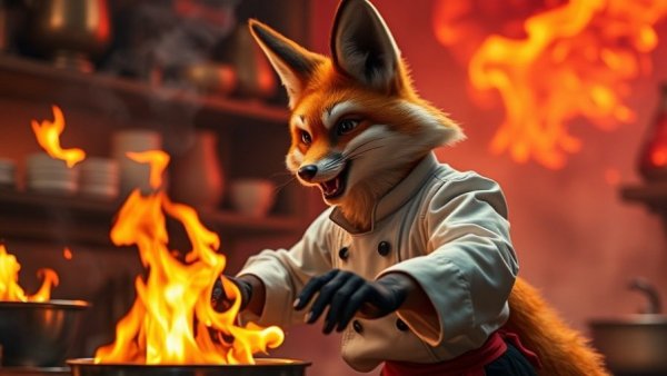 Timberline Studios Beastro Game Mechanics with fox character conjuring flames.