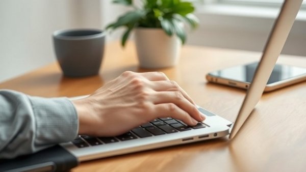 Digital accessibility in schools; hands on laptop keyboard.