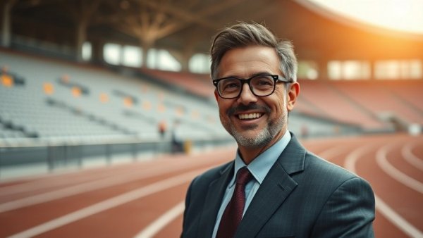 Confident individual at stadium reflecting Africa trade.