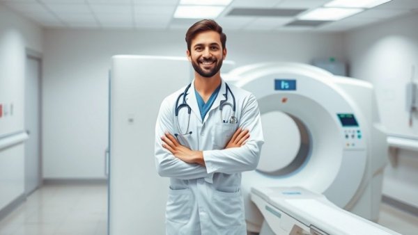 Healthcare professional with CT machine representing advanced MRI and CT scan services in Uganda.