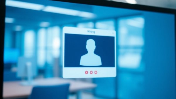 Blurred video meeting notification over desk in office setting