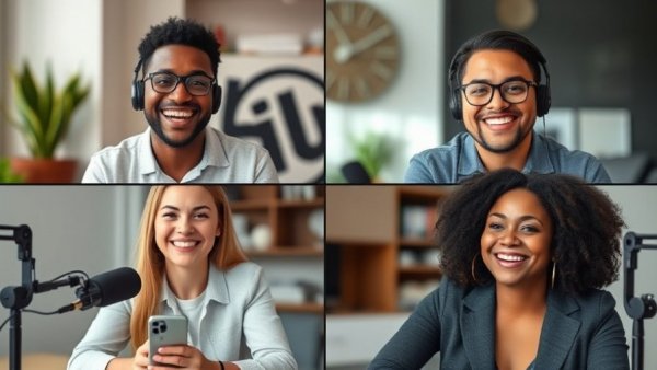 Diverse professionals in a podcast about AI policy and governance for Africa