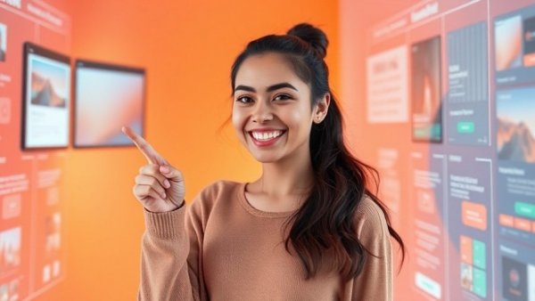 Vibe coding apps for friends theme with app designs and smiling woman.