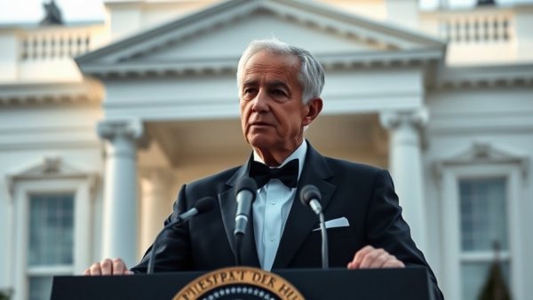 White House Correspondents’ gala speaker at podium.