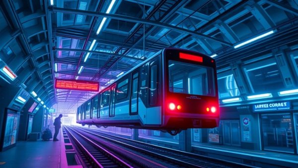 Futuristic railway setting in Unreal Engine game development in Africa.