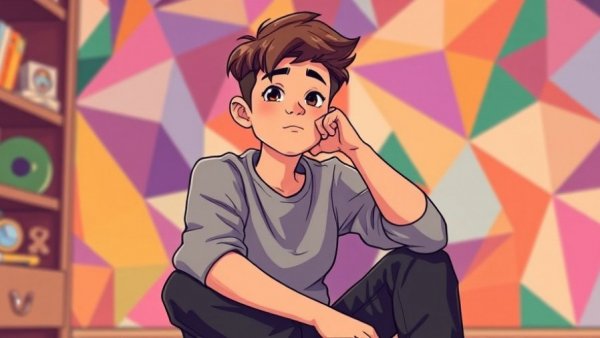 Feeling Emotionally Stuck: young adult pondering in colorful setting.