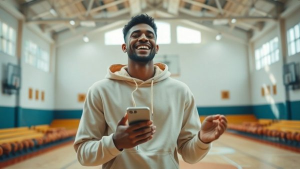 Giannis Euro Step coverage in a gym with a smiling athlete.