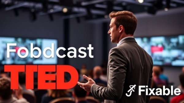 Overcoming impostor syndrome podcast cover with TED branding.