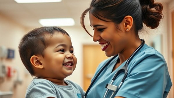 Smiling nurse with child celebrating Happy Nurses Week 2026.